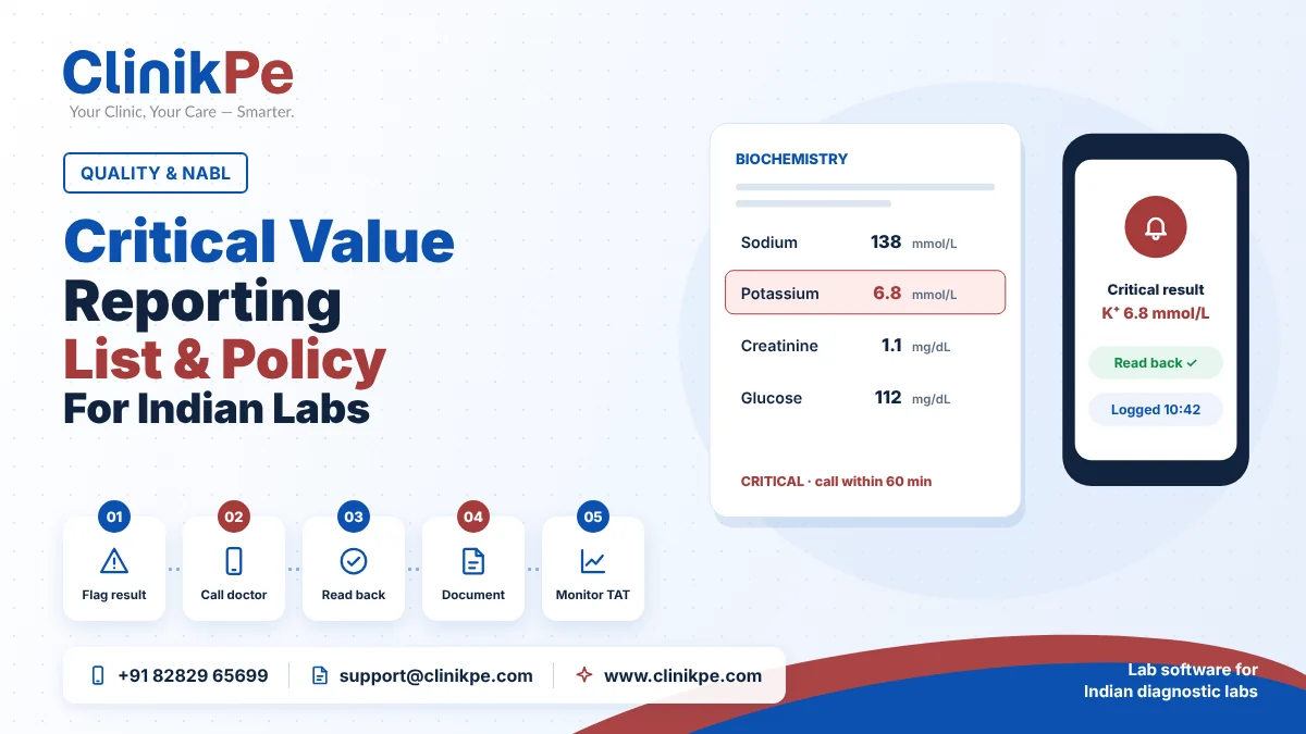 Critical value reporting: list and policy template for Indian labs